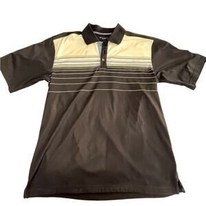 Tommy Armour Polo Shirt Mens Large Golf Performance Casual Stripes Blue Gold